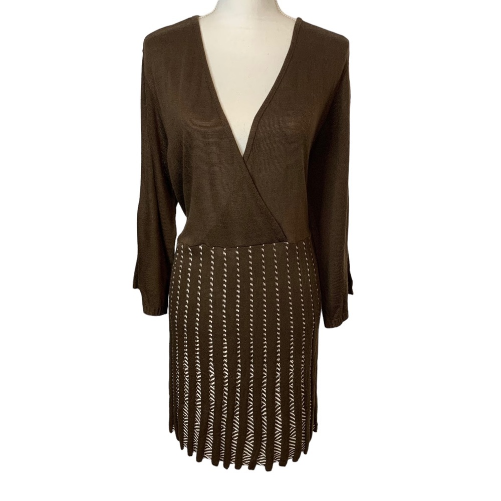LANE BRYANT Knit Peekaboo Pleat Bell Sleeve Dress Sz 22/24W